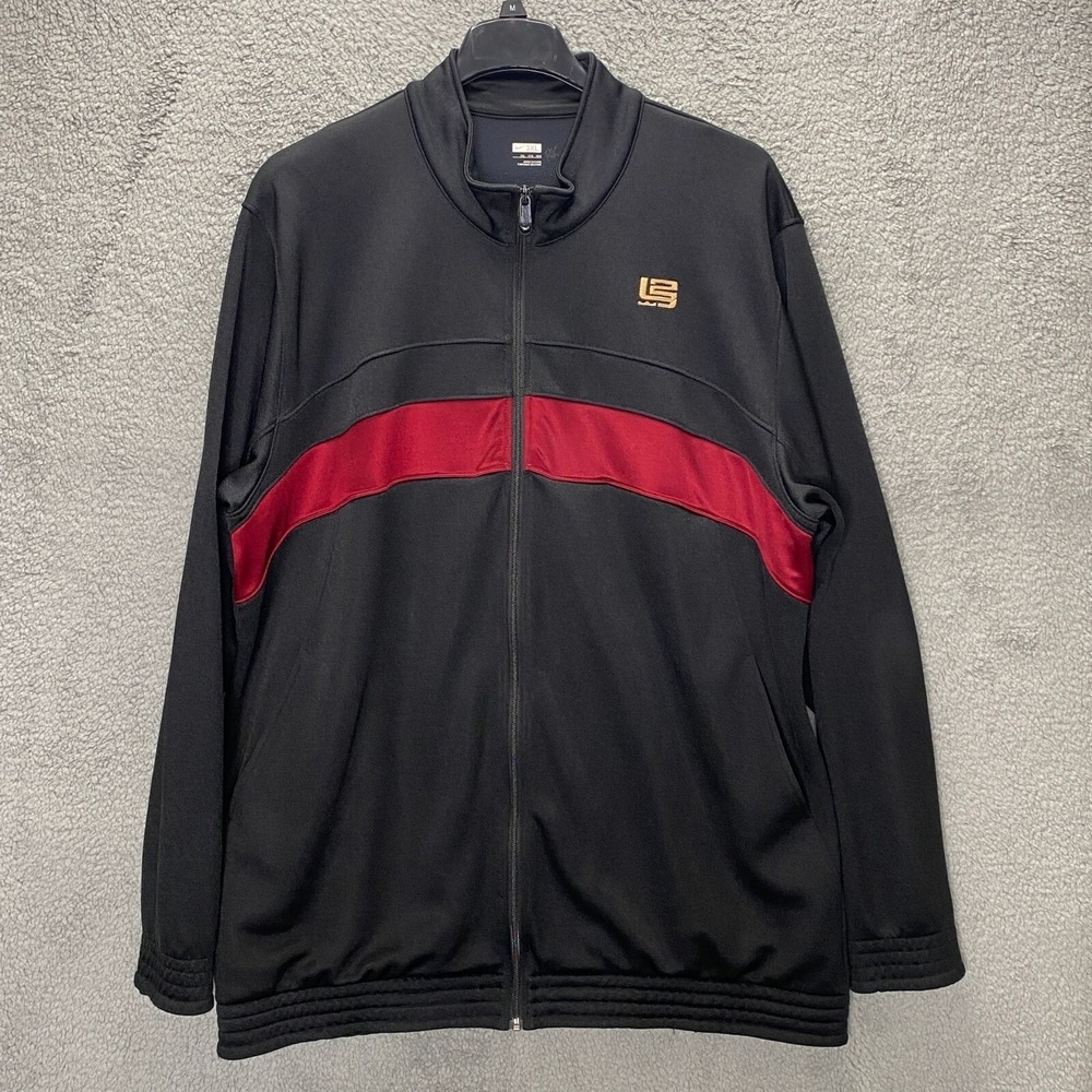 Nike LeBron James Track Jacket Mens 3XL Black Red Full Zip LBJ Logo Basketball